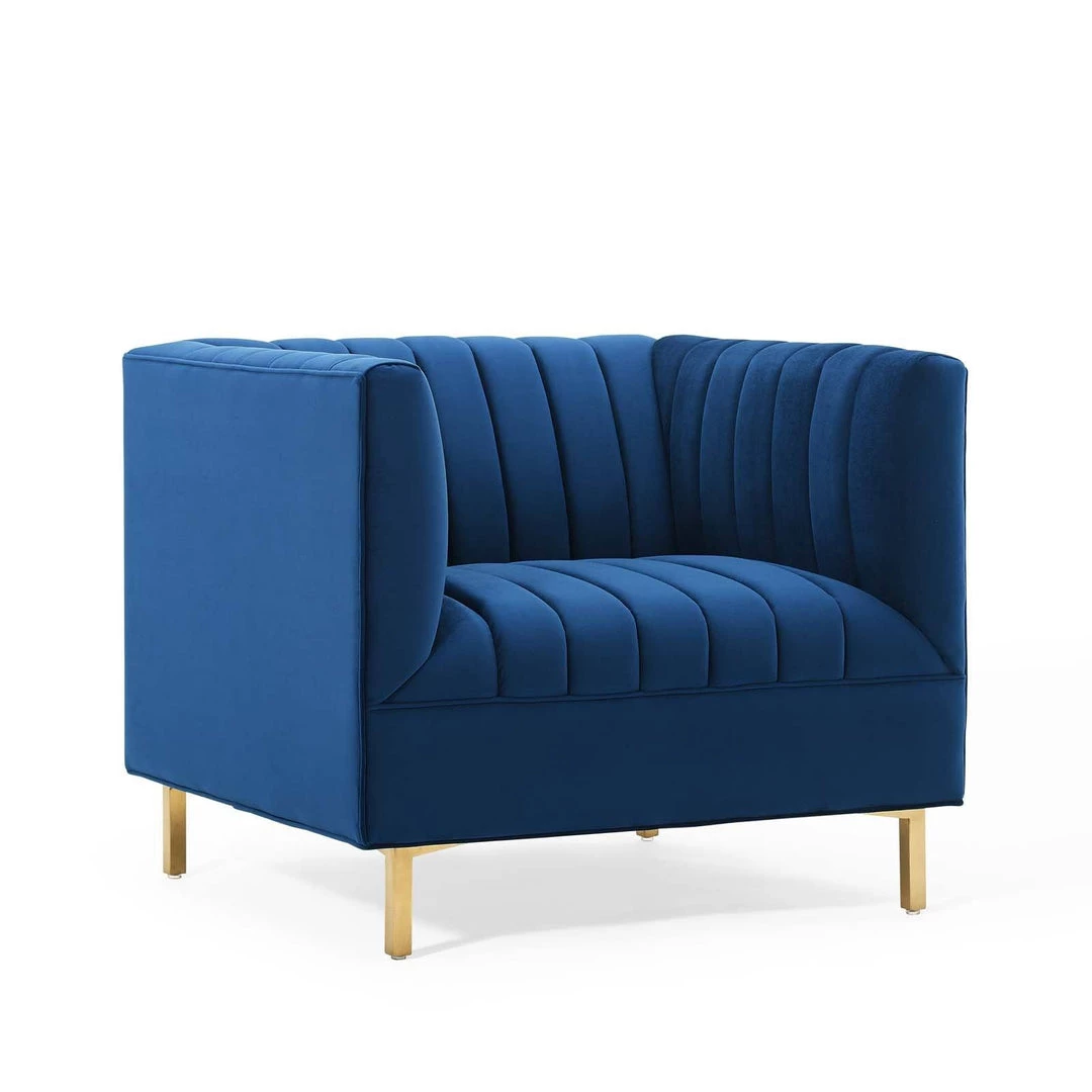 Modway Shift Channel Tufted Performance Velvet Armchair Navy 1 Modway Shift Channel Tufted Performance Velvet Armchair Navy