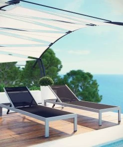 Modway Shore Chaise Outdoor Patio Aluminum Set Of 2 Silver Black 10 Modway Shore Chaise Outdoor Patio Aluminum Set Of 2 Silver Black