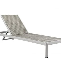 Modway Shore Chaise Outdoor Patio Aluminum Set Of 4 Silver Gray