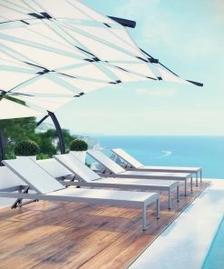 Modway Shore Chaise Outdoor Patio Aluminum Set Of 4 Silver White