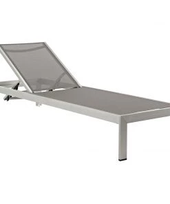 Modway Lounge Chair Outdoor Shore Chaise Outdoor Patio Aluminum Set Of 6 Silver Gray