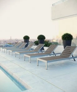 Modway Shore Chaise Outdoor Patio Aluminum Set Of 6 Silver Gray Lounge Chair Outdoor 10 Modway Shore Chaise Outdoor Patio Aluminum Set Of 6 Silver Gray Lounge Chair Outdoor