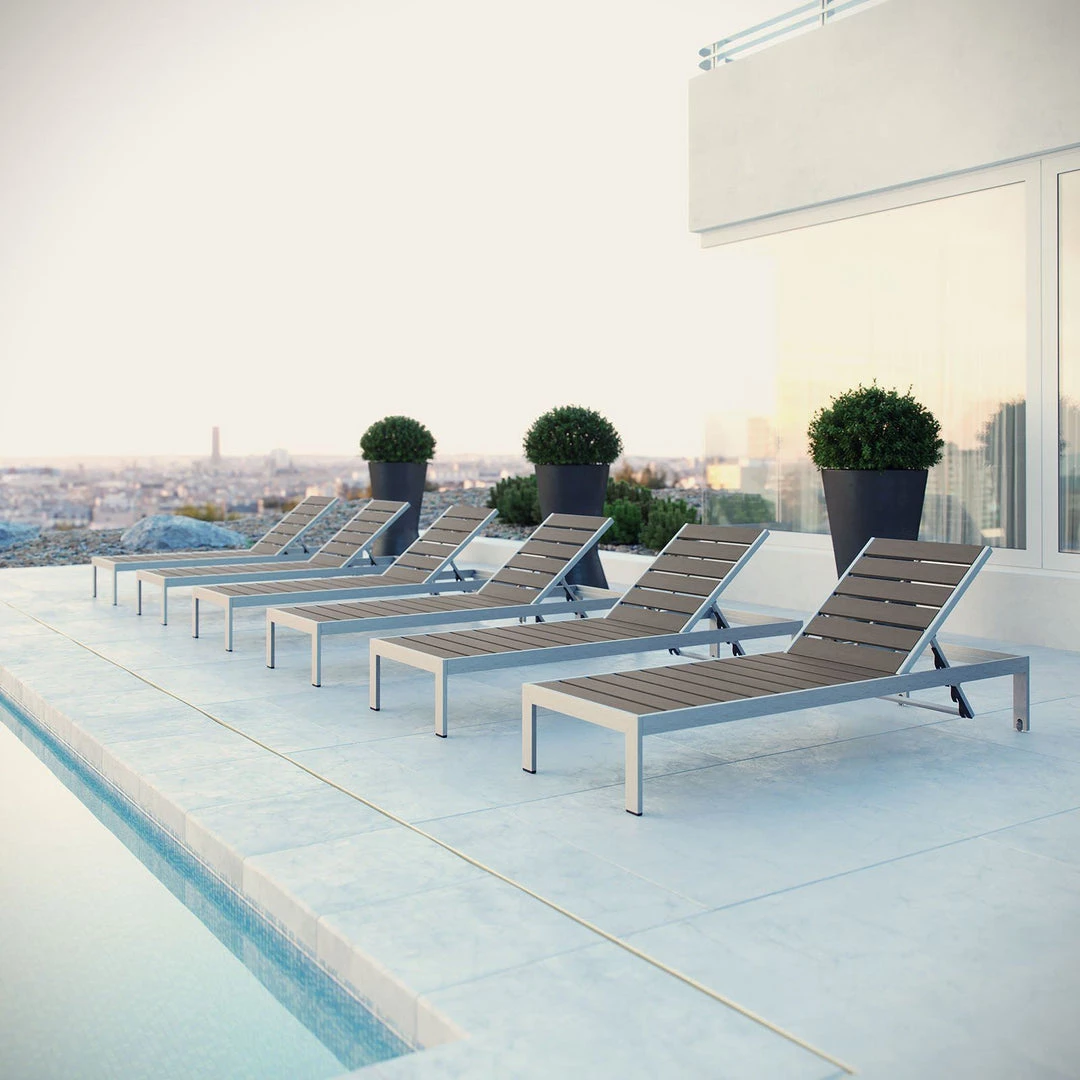 Modway Shore Chaise Outdoor Patio Aluminum Set Of 6 Silver Gray Lounge Chair Outdoor 5 Modway Shore Chaise Outdoor Patio Aluminum Set Of 6 Silver Gray Lounge Chair Outdoor