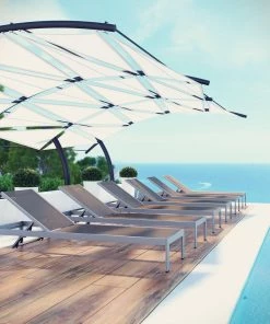 Modway Lounge Chair Outdoor Shore Chaise Outdoor Patio Aluminum Set Of 6 Silver Gray