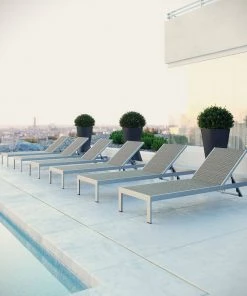 Modway Shore Chaise Outdoor Patio Aluminum Set Of 6 Silver Gray Lounge Chair Outdoor 10 Modway Shore Chaise Outdoor Patio Aluminum Set Of 6 Silver Gray Lounge Chair Outdoor