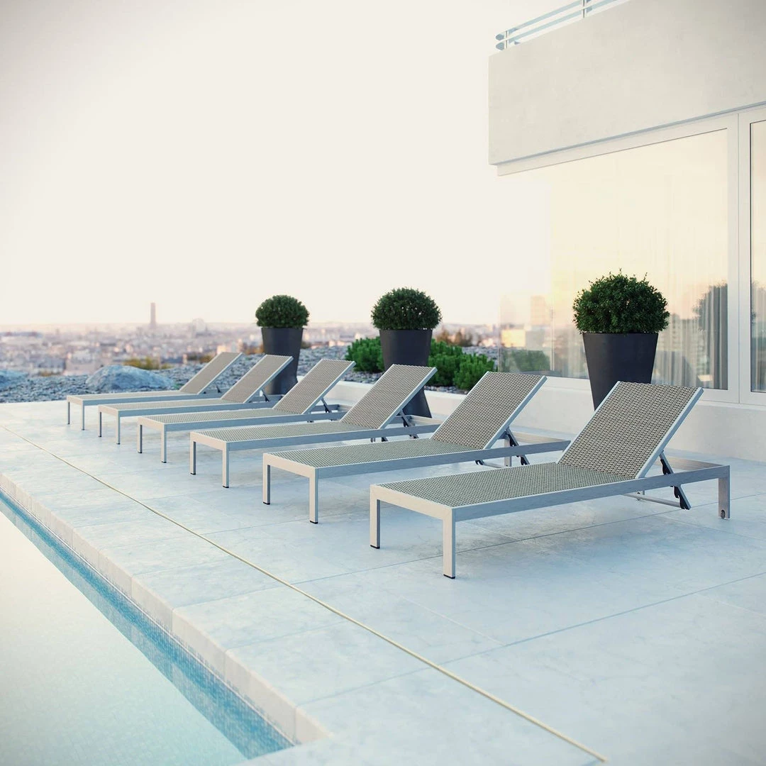 Modway Shore Chaise Outdoor Patio Aluminum Set Of 6 Silver Gray Lounge Chair Outdoor 5 Modway Shore Chaise Outdoor Patio Aluminum Set Of 6 Silver Gray Lounge Chair Outdoor