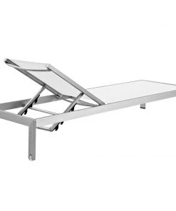 Modway Lounge Chair Outdoor Shore Chaise Outdoor Patio Aluminum Set Of 6 Silver White