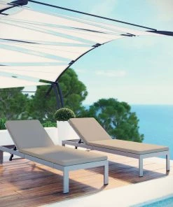 Modway Shore Chaise With Cushions Outdoor Patio Aluminum Set Of 2 Silver Beige Lounge Chair Outdoor 12 Modway Shore Chaise With Cushions Outdoor Patio Aluminum Set Of 2 Silver Beige Lounge Chair Outdoor