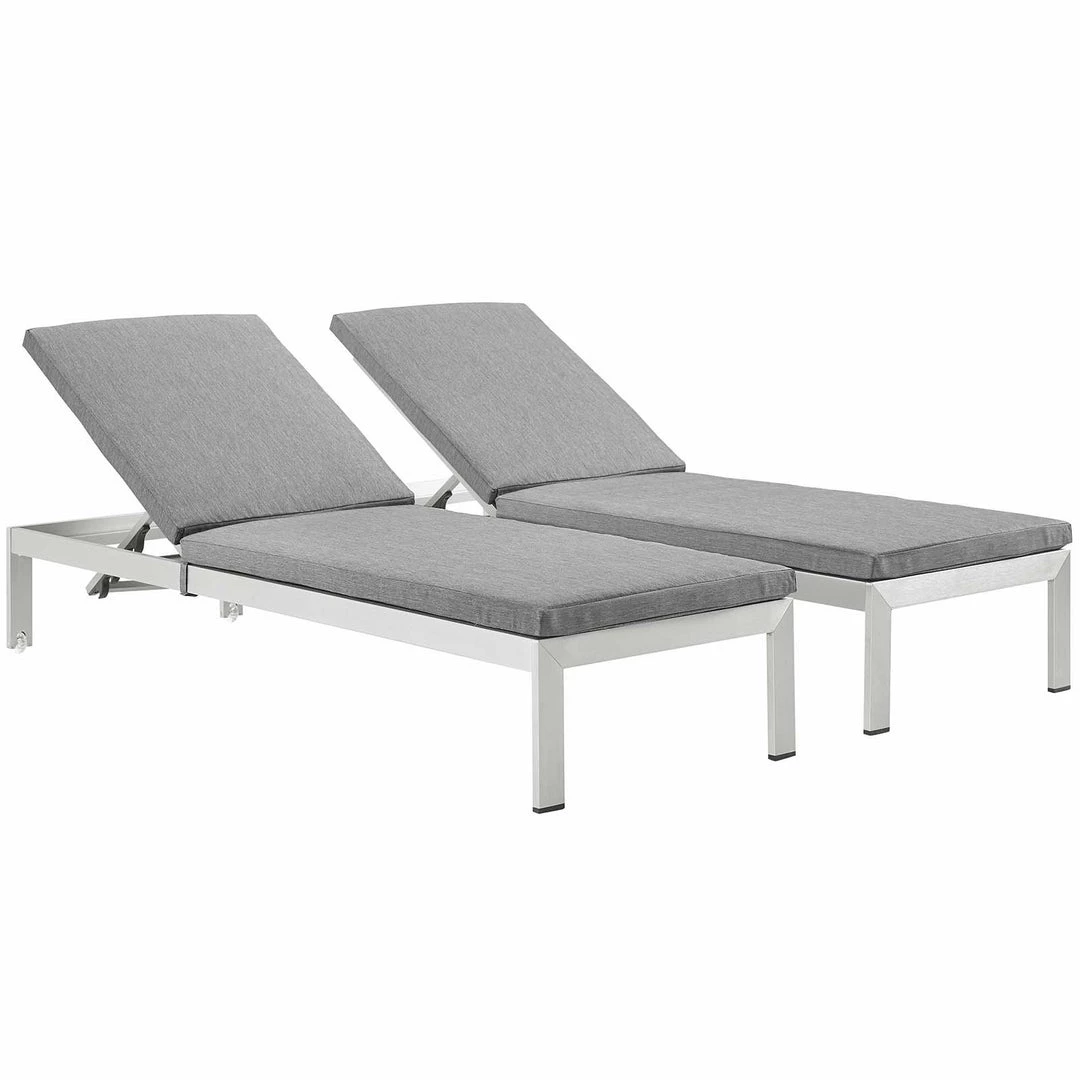 Modway Shore Chaise With Cushions Outdoor Patio Aluminum Set Of 2 Silver Gray Lounge Chair Outdoor 1 Modway Shore Chaise With Cushions Outdoor Patio Aluminum Set Of 2 Silver Gray Lounge Chair Outdoor