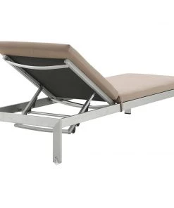 Modway Shore Chaise With Cushions Outdoor Patio Aluminum Set Of 2 Silver Mocha Lounge Chair Outdoor