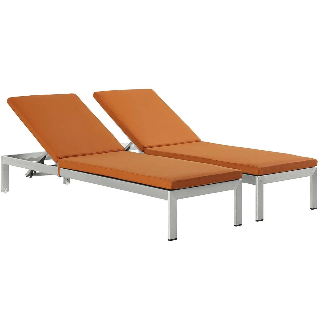 Modway Shore Chaise With Cushions Outdoor Patio Aluminum Set Of 2 Silver Orange Lounge Chair Outdoor 1 Modway Shore Chaise With Cushions Outdoor Patio Aluminum Set Of 2 Silver Orange Lounge Chair Outdoor