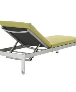 Modway Lounge Chair Outdoor Shore Chaise With Cushions Outdoor Patio Aluminum Set Of 2 Silver Peridot