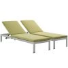 Modway Lounge Chair Outdoor Shore Chaise With Cushions Outdoor Patio Aluminum Set Of 2 Silver Peridot