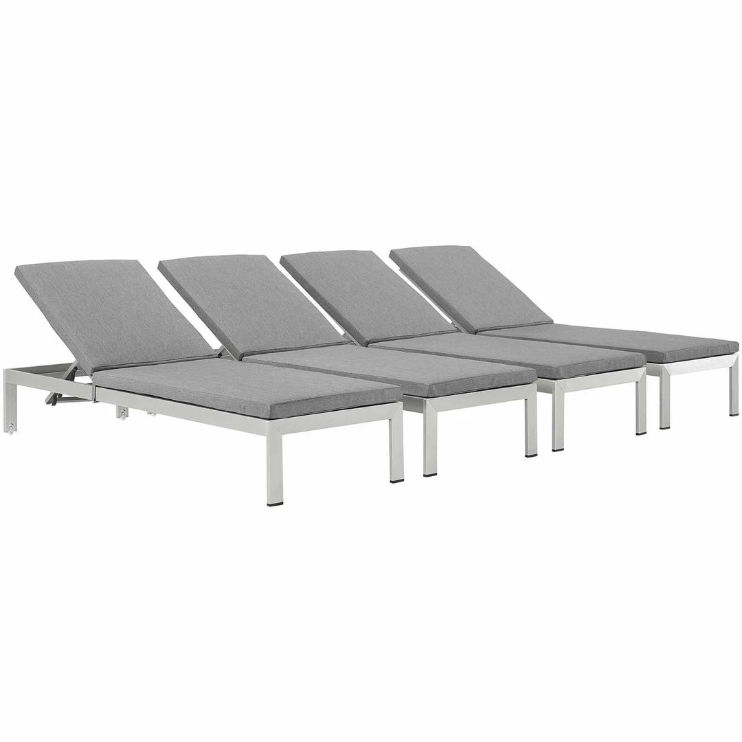 Modway Shore Chaise With Cushions Outdoor Patio Aluminum Set Of 4 Silver Gray Lounge Chair Outdoor 1 Modway Shore Chaise With Cushions Outdoor Patio Aluminum Set Of 4 Silver Gray Lounge Chair Outdoor