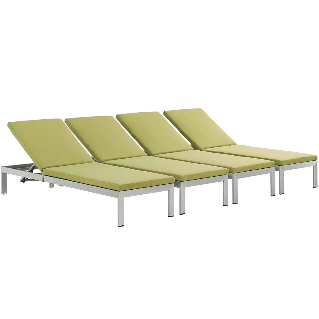 Modway Shore Chaise With Cushions Outdoor Patio Aluminum Set Of 4 Silver Peridot Lounge Chair Outdoor 1 Modway Shore Chaise With Cushions Outdoor Patio Aluminum Set Of 4 Silver Peridot Lounge Chair Outdoor