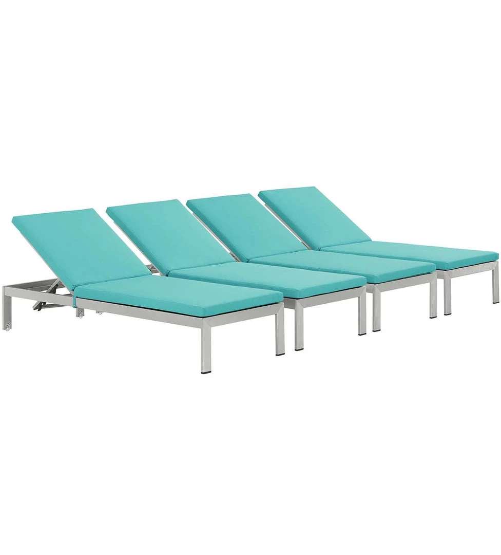 Modway Shore Chaise With Cushions Outdoor Patio Aluminum Set Of 4 Silver Turquoise Lounge Chair Outdoor 1 Modway Shore Chaise With Cushions Outdoor Patio Aluminum Set Of 4 Silver Turquoise Lounge Chair Outdoor