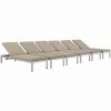Modway Shore Chaise With Cushions Outdoor Patio Aluminum Set Of 6 Silver Beige Lounge Chair Outdoor