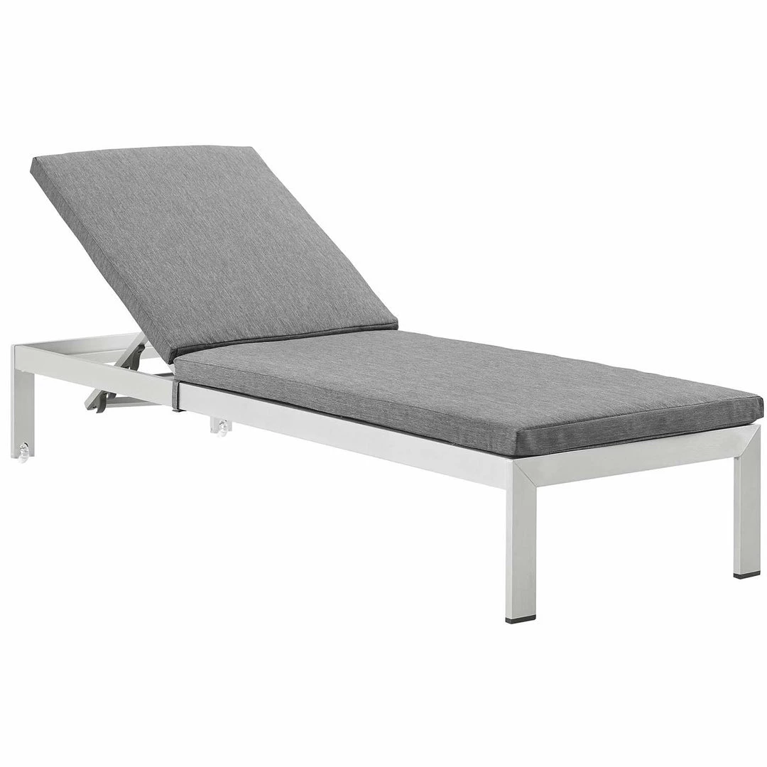 Modway Shore Chaise With Cushions Outdoor Patio Aluminum Set Of 6 Silver Gray 2 Modway Shore Chaise With Cushions Outdoor Patio Aluminum Set Of 6 Silver Gray
