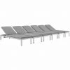 Modway Shore Chaise With Cushions Outdoor Patio Aluminum Set Of 6 Silver Gray