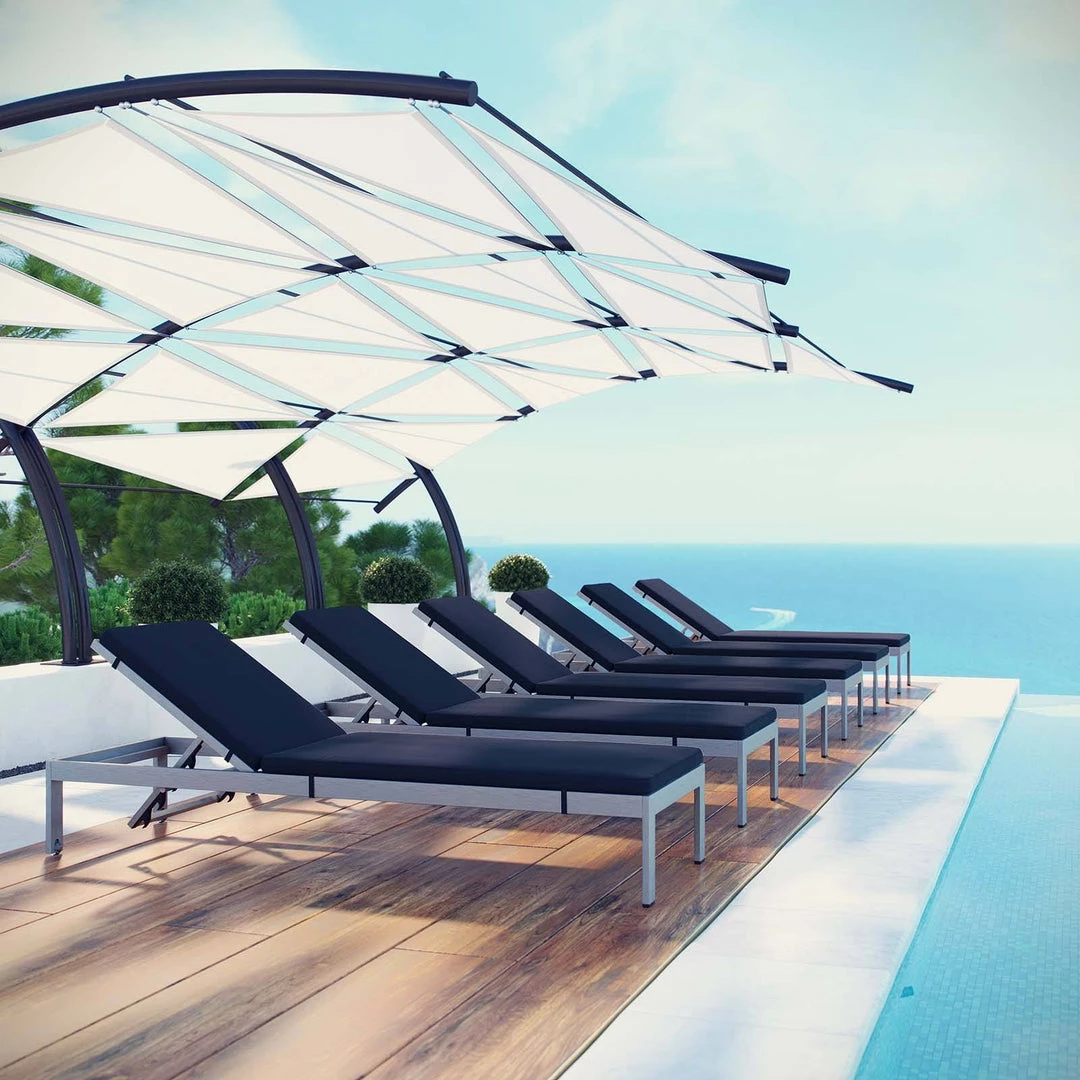 Modway Lounge Chair Outdoor Shore Chaise With Cushions Outdoor Patio Aluminum Set Of 6 Silver Navy 6 Modway Lounge Chair Outdoor Shore Chaise With Cushions Outdoor Patio Aluminum Set Of 6 Silver Navy