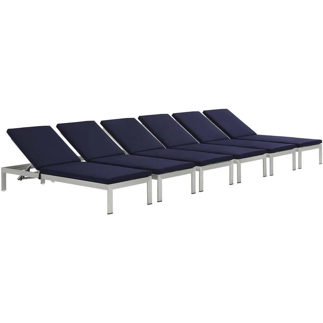 Modway Lounge Chair Outdoor Shore Chaise With Cushions Outdoor Patio Aluminum Set Of 6 Silver Navy 1 Modway Lounge Chair Outdoor Shore Chaise With Cushions Outdoor Patio Aluminum Set Of 6 Silver Navy