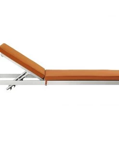 Modway Shore Chaise With Cushions Outdoor Patio Aluminum Set Of 6 Silver Orange Lounge Chair Outdoor