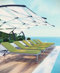 Modway Shore Chaise With Cushions Outdoor Patio Aluminum Set Of 6 Silver Peridot Lounge Chair Outdoor