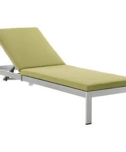 Modway Shore Chaise With Cushions Outdoor Patio Aluminum Set Of 6 Silver Peridot Lounge Chair Outdoor