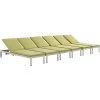 Modway Shore Chaise With Cushions Outdoor Patio Aluminum Set Of 6 Silver Peridot Lounge Chair Outdoor
