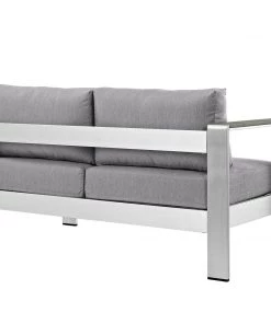Modway Shore Left-Arm Corner Sectional Outdoor Patio Aluminum Loveseat Silver Gray