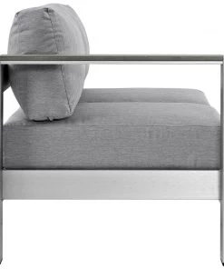 Modway Shore Left-Arm Corner Sectional Outdoor Patio Aluminum Loveseat Silver Gray