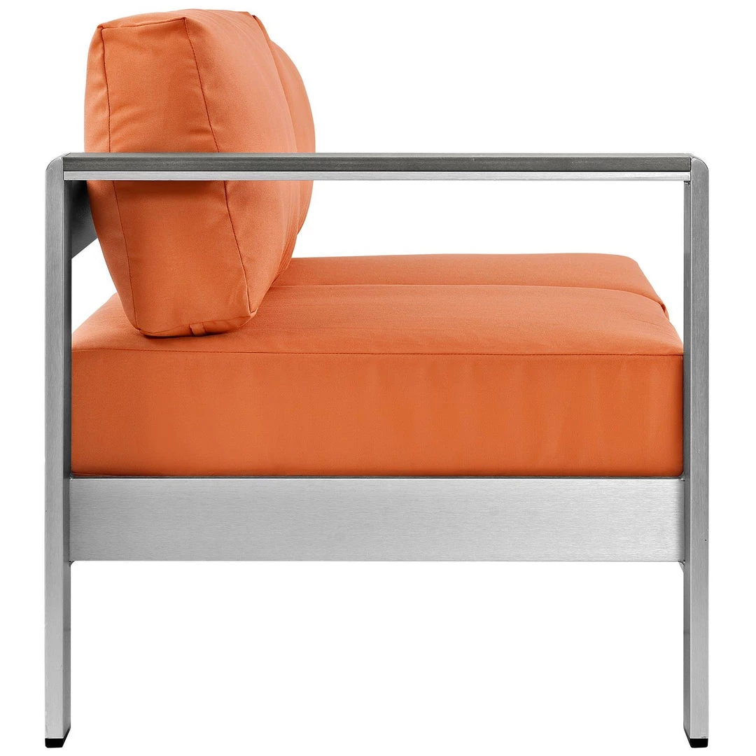 Modway Shore Left-Arm Corner Sectional Outdoor Patio Aluminum Loveseat Silver Orange 2 Modway Shore Left-Arm Corner Sectional Outdoor Patio Aluminum Loveseat Silver Orange
