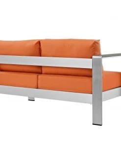 Modway Shore Left-Arm Corner Sectional Outdoor Patio Aluminum Loveseat Silver Orange 7 Modway Shore Left-Arm Corner Sectional Outdoor Patio Aluminum Loveseat Silver Orange