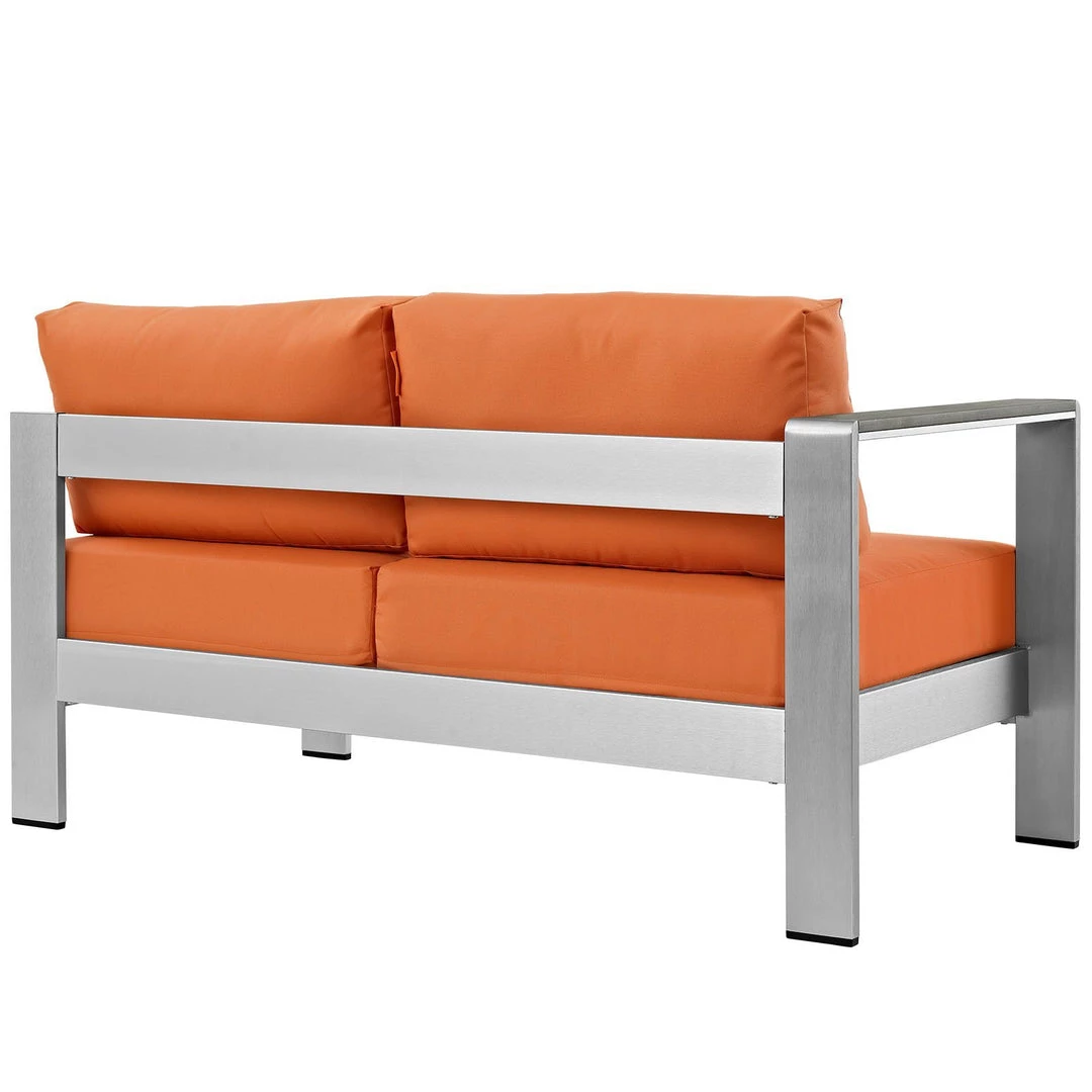 Modway Shore Left-Arm Corner Sectional Outdoor Patio Aluminum Loveseat Silver Orange 3 Modway Shore Left-Arm Corner Sectional Outdoor Patio Aluminum Loveseat Silver Orange