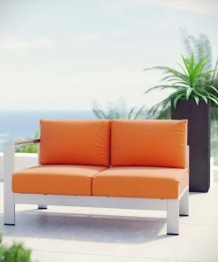 Modway Shore Left-Arm Corner Sectional Outdoor Patio Aluminum Loveseat Silver Orange 8 Modway Shore Left-Arm Corner Sectional Outdoor Patio Aluminum Loveseat Silver Orange
