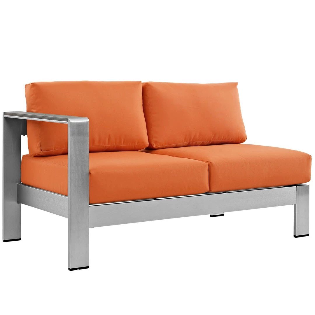 Modway Shore Left-Arm Corner Sectional Outdoor Patio Aluminum Loveseat Silver Orange 1 Modway Shore Left-Arm Corner Sectional Outdoor Patio Aluminum Loveseat Silver Orange