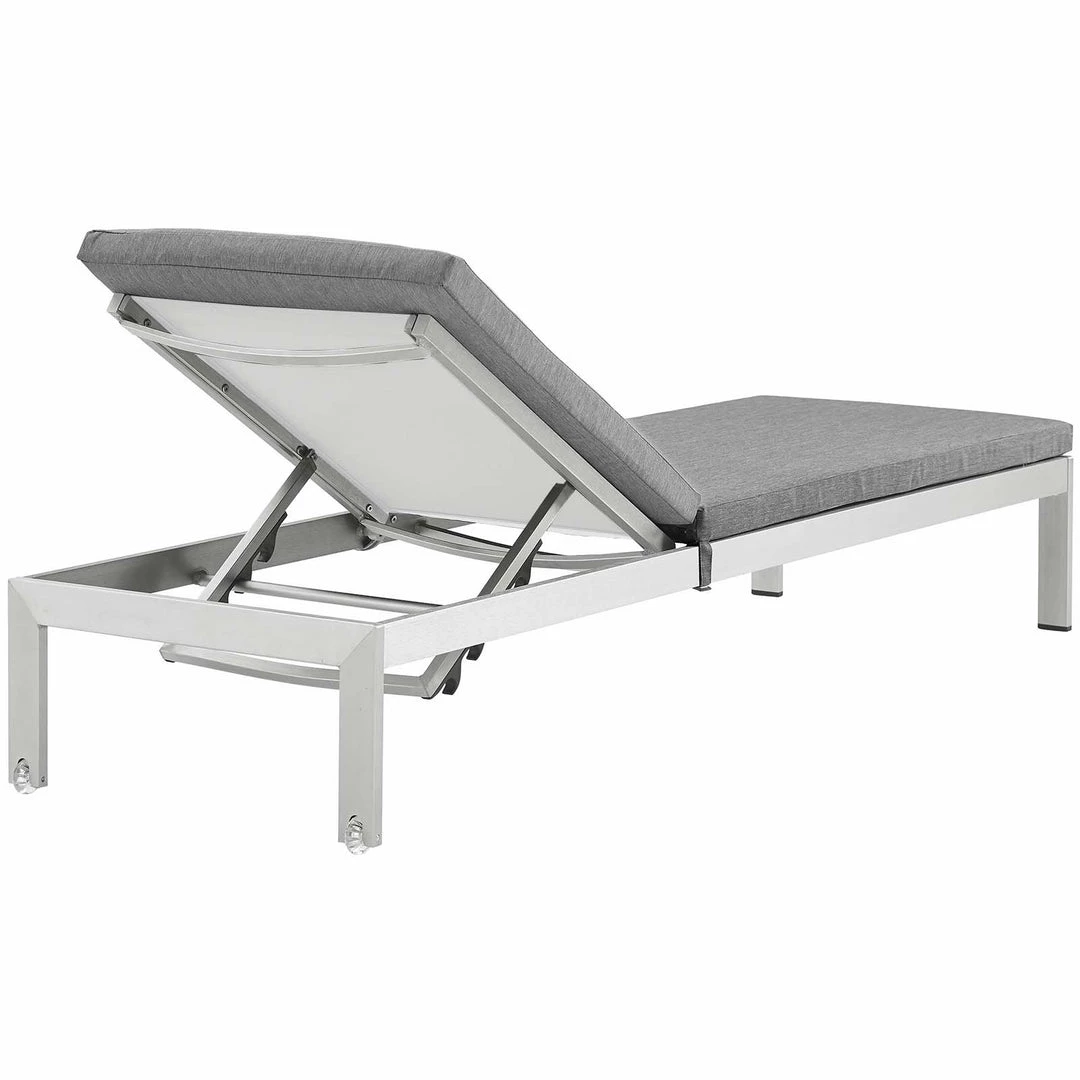 Modway Shore Outdoor Patio Aluminum Chaise With Cushions Silver Gray Lounge Chair Outdoor 4 Modway Shore Outdoor Patio Aluminum Chaise With Cushions Silver Gray Lounge Chair Outdoor
