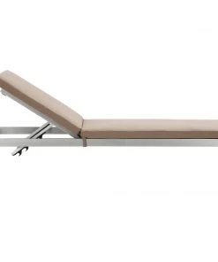 Modway Shore Outdoor Patio Aluminum Chaise With Cushions Silver Mocha