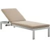 Modway Lounge Chair Outdoor Shore Outdoor Patio Aluminum Chaise With Cushions Silver Mocha