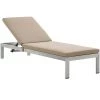 Modway Shore Outdoor Patio Aluminum Chaise With Cushions Silver Mocha