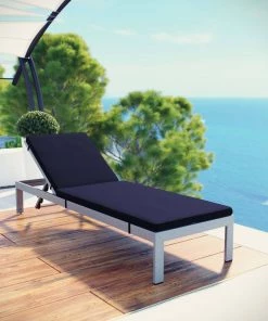 Modway Shore Outdoor Patio Aluminum Chaise With Cushions Silver Navy 10 Modway Shore Outdoor Patio Aluminum Chaise With Cushions Silver Navy