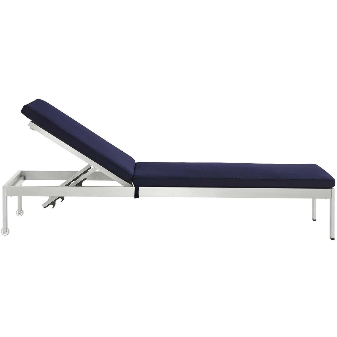 Modway Shore Outdoor Patio Aluminum Chaise With Cushions Silver Navy Lounge Chair Outdoor 3 Modway Shore Outdoor Patio Aluminum Chaise With Cushions Silver Navy Lounge Chair Outdoor