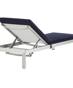 Modway Shore Outdoor Patio Aluminum Chaise With Cushions Silver Navy 9 Modway Shore Outdoor Patio Aluminum Chaise With Cushions Silver Navy