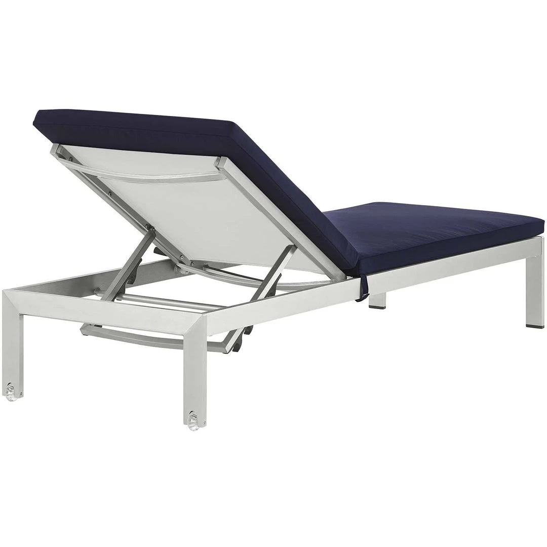 Modway Shore Outdoor Patio Aluminum Chaise With Cushions Silver Navy 4 Modway Shore Outdoor Patio Aluminum Chaise With Cushions Silver Navy