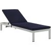 Modway Shore Outdoor Patio Aluminum Chaise With Cushions Silver Navy