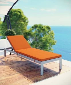 Modway Shore Outdoor Patio Aluminum Chaise With Cushions Silver Orange Lounge Chair Outdoor 8 Modway Shore Outdoor Patio Aluminum Chaise With Cushions Silver Orange Lounge Chair Outdoor