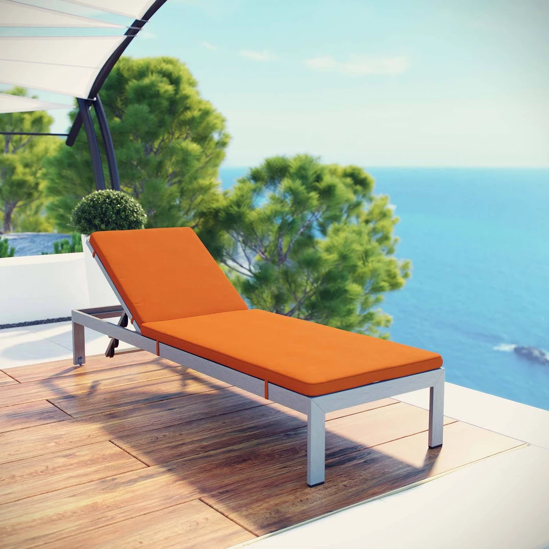 Modway Shore Outdoor Patio Aluminum Chaise With Cushions Silver Orange Lounge Chair Outdoor 4 Modway Shore Outdoor Patio Aluminum Chaise With Cushions Silver Orange Lounge Chair Outdoor