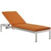 Modway Shore Outdoor Patio Aluminum Chaise With Cushions Silver Orange Lounge Chair Outdoor