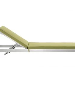 Modway Lounge Chair Outdoor Shore Outdoor Patio Aluminum Chaise With Cushions Silver Peridot