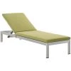 Modway Shore Outdoor Patio Aluminum Chaise With Cushions Silver Peridot